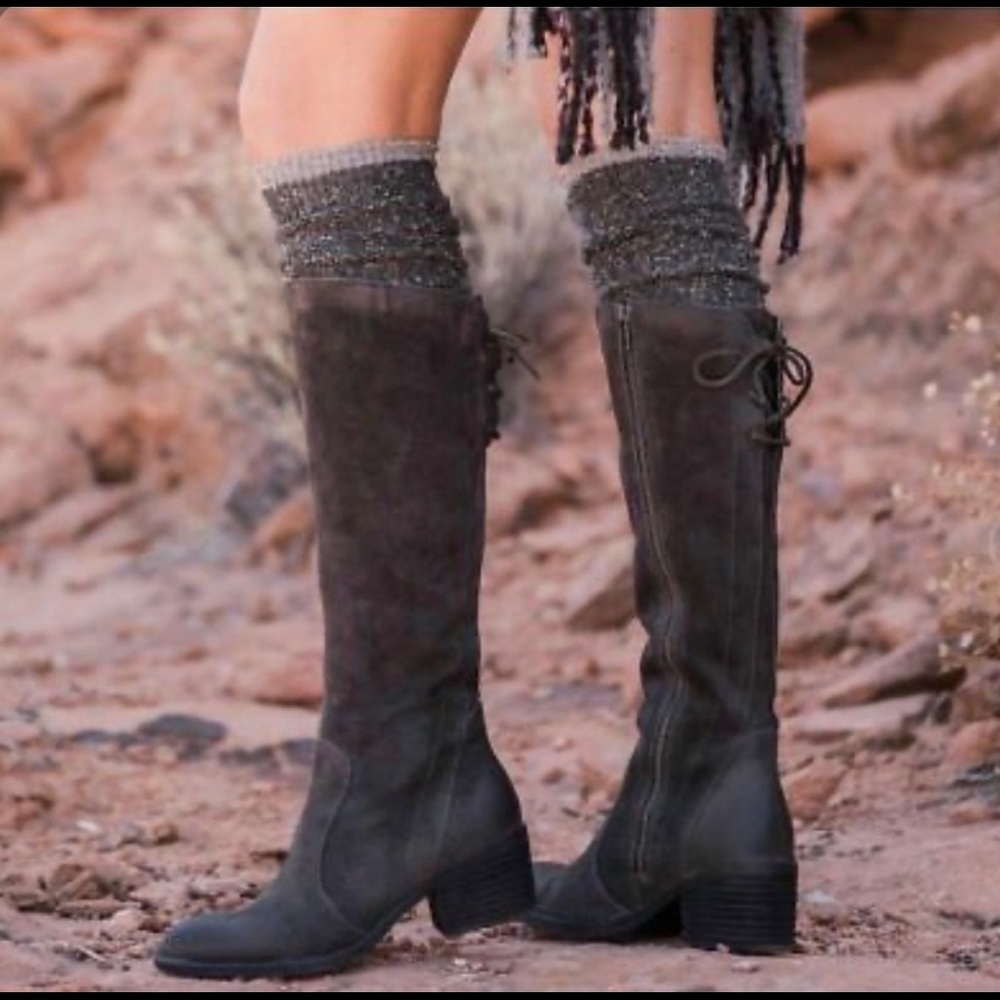 Born Felisha suede side zip knee high boots
